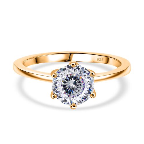 D’joy Moissanit Ring 925 Silber 750 Gelbgold Vermeil (Größe 17.00) ca. 1,26 ct image number 0