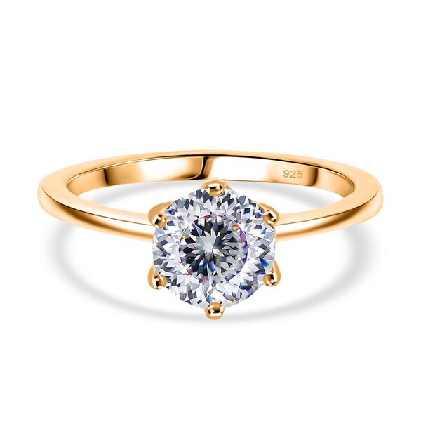 D’joy Moissanit Ring 925 Silber 750 Gelbgold Vermeil ca. 1,26 ct