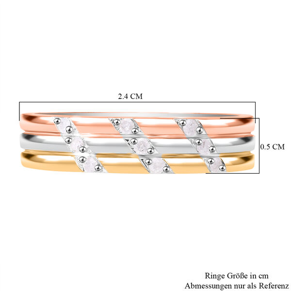 Weißer Diamant Ring 925 Silber platiniert, tricolor,  (Größe 21.00) ca. 0.15 ct image number 4