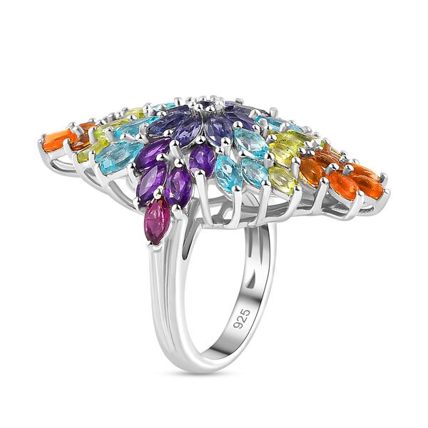 Mehrfarbiger Edelstein Ring, 925 Silber rhodiniert (Größe 21.00) ca. 6.12 ct image number 5