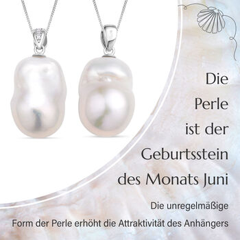 15-20mm Barockperle und Zirkon-Anh&auml;nger mit Kette