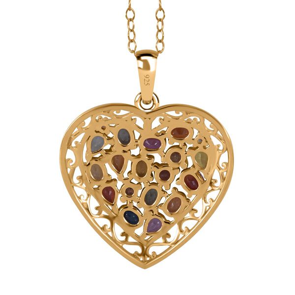 Mehrfarbiger Saphir Herz Anh&auml;nger mit Kette, ca. 3,25 ct. image number 3