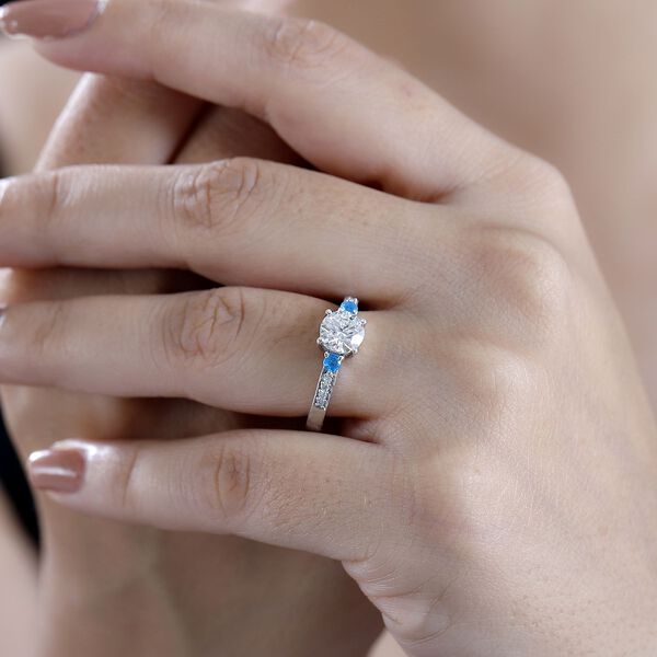 Moissanit und Neon Apatit Ring - 1,24 ct. image number 3