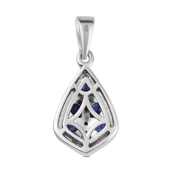 Masoala Saphir (Fissure gef&uuml;llt) und wei&szlig;er Zirkon-Anh&auml;nger, 925 Silber platiniert ca. 1.54 ct image number 5