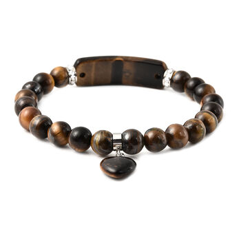 Gelbes Tigerauge und Kristall-Armband, 18 cm, Edelstahl ca. 119,50 ct