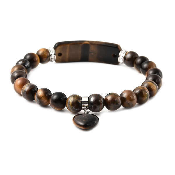 Gelbes Tigerauge und Kristall-Armband, 18 cm, Edelstahl ca. 119,50 ct