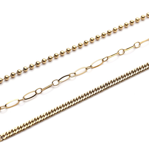 3er-Set, Armband, ca. 17 cm, Edelstahl vergoldet image number 3