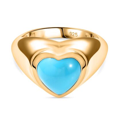 AA Amerikanischer nat&uuml;rlicher Sleeping Beauty T&uuml;rkis Ring, 925 Silber 750 Gelbgold Vermeil (Gr&ouml;&szlig;e 20.00) ca. 2.93 ct