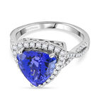 AAAA Tansanit, Weißer Diamant Ring 950 Platin (Größe 19.00) ca. 4,50 ct