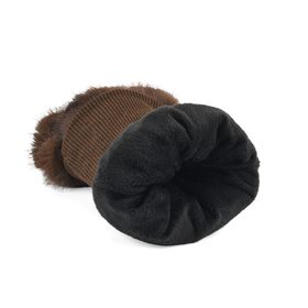 Flauschige Fäustlinge mit Kunstfell und Strickbündchen, Einheitsgröße, Dunkelbraun