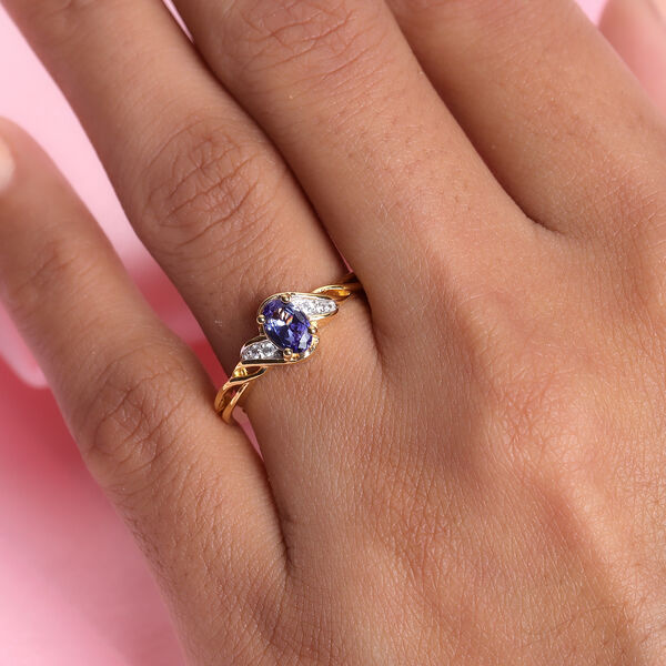 Tansanit und Zirkon Ring 925 Silber vergoldet  ca. 0,55 ct image number 3