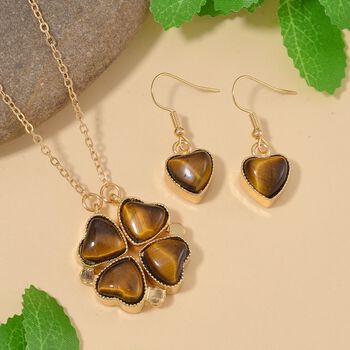 Gelbes Tigerauge und gelbes Kristall 2-Wege-Schmuckset