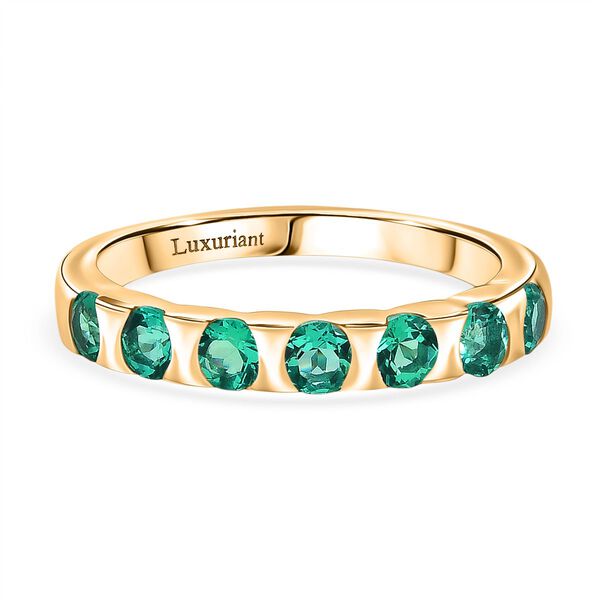 Luxuriant - AAA Lab Created Kolumbianischer Smaragd Ring 925 Silber 750 Gelbgold Vermeil (Größe 18.00) ca. 0.83 ct image number 0