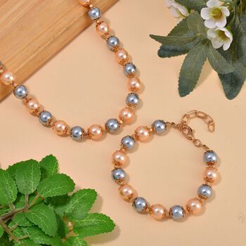 Goldene Muschelkernperle Schmuckset  Legierung vergoldet