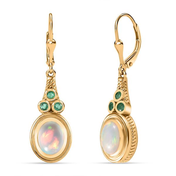 AA Natürlicher, äthiopischer Welo Opal, Premium-Smaragd Ohrringe 925 Silber Gelbgold Vermeil ca. 2.58 ct image number 0