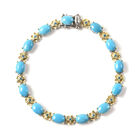 Natürliches Sleeping Beauty Türkis-Armband, ca. 20 cm lang, 925 Silber vergoldet ca. 13,89 ct