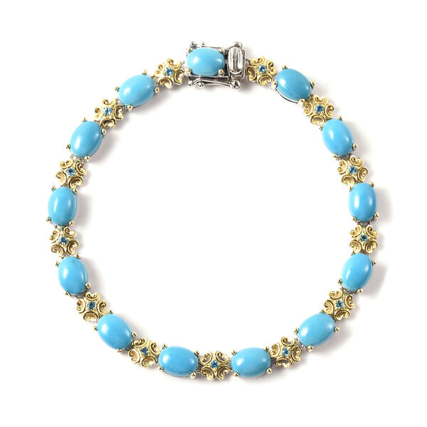 Nat&uuml;rliches Sleeping Beauty T&uuml;rkis-Armband, ca. 20 cm lang, 925 Silber vergoldet ca. 13,89 ct