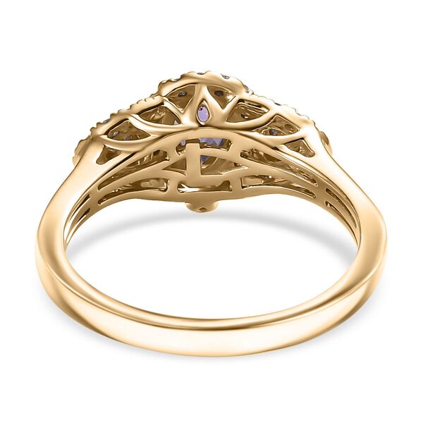 AAA Lila Saphir, Weißer Diamant Ring 417 Gold (Größe 16.50) ca. 1,15 ct image number 4