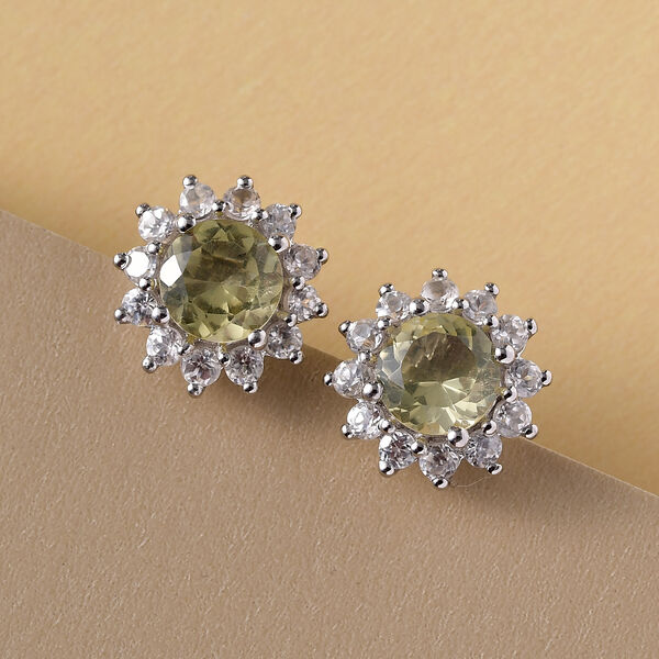 Ouro Verde-Quarz und Zirkon Ohrstecker 925 Silber platiniert ca. 4,15 ct image number 2