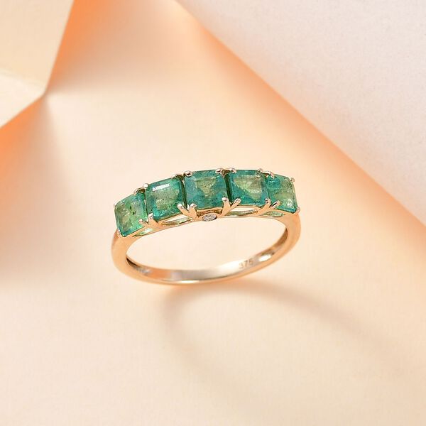 AAA Smaragd und Diamant Ring in 375 Gold - 1,70 ct. image number 9