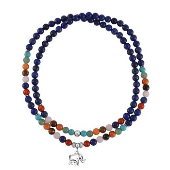 Mehrfarbig Edelsteine Schmuckset Reiner Edelstahl Schwarz oxidiert und Legierung Schwarz oxidiert ca. 648,00 ct.