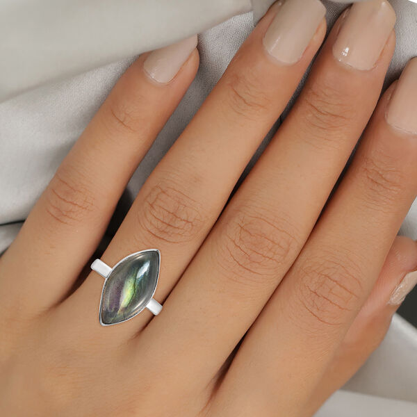 Labradorit Solitär Ring 925 Silber platiniert  ca. 7,05 ct image number 3