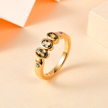 AA nat&uuml;rlicher goldener Tansanit und Zirkon-Ring - 0,80 ct.