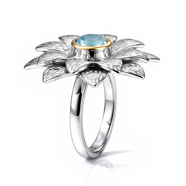 EverTrue himmelblauer Topas zweifarbiger Ring - 1 ct. image number 4