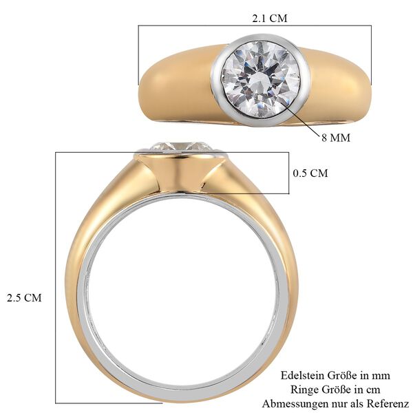 LUSTRO STELLA Hergestellt mit ZIRKONIA Solitär Ring 925 Silber Zweifarbige Beschichtung (Größe 19.00) ca. 3,35 ct image number 6