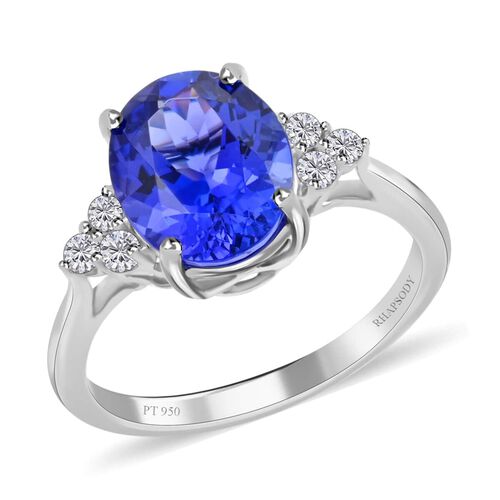 Rhapsody AAAA Tansanit, Weißer Diamant Ring 950 Platin (Größe 17.00) ca. 2,75 ct image number 0