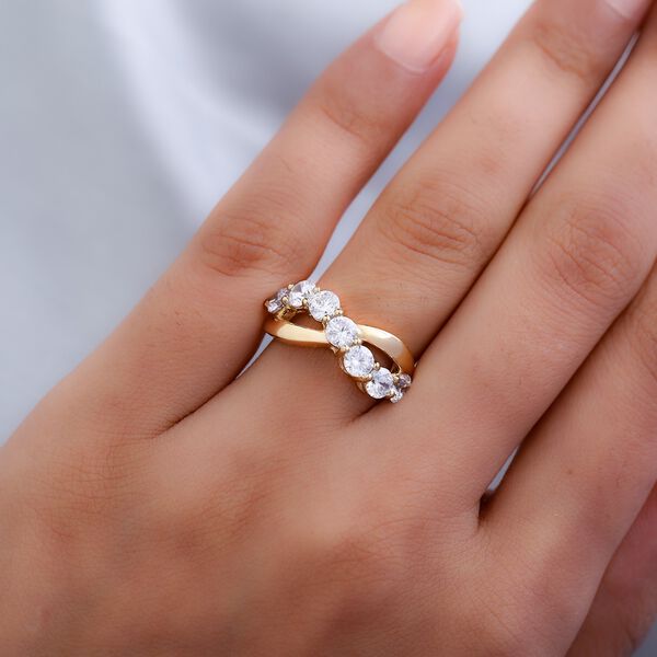 LUSTRO STELLA Hergestellt mit ZIRKONIA Ring 925 Silber 585 Vergoldet image number 3