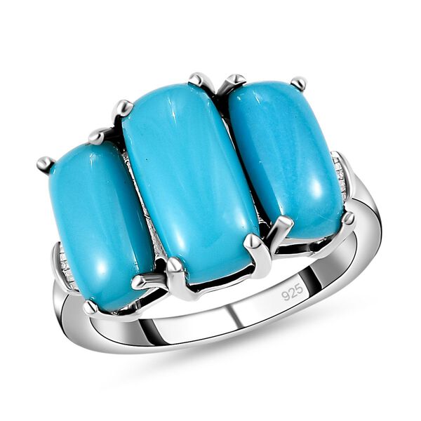 Amerikanischer, Nat&uuml;rlicher Sleeping Beauty T&uuml;rkis und Diamant-Ring, 925 Silber platiniert  ca. 3,68 ct image number 4