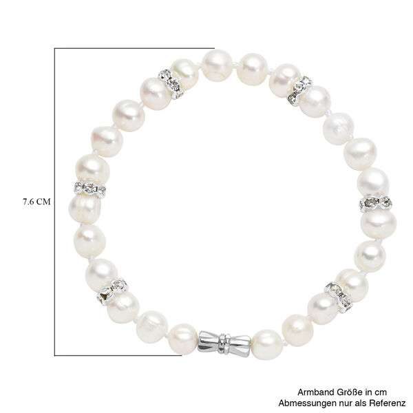 Süßwasserzuchtperlen und weißes Kristall-Armband, 19 cm - 24,50 ct. image number 4