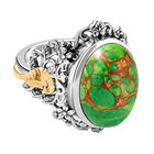 Grünes Mojave-Türkis Ring, 925 Silber Bicolor (Größe 17.00) ca. 9.95 ct