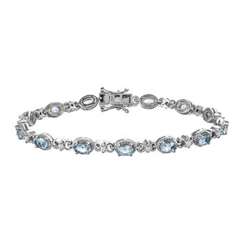 Espirito Santo Aquamarin und Zirkon Armband, ca. 20 cm, ca. 5,75 ct