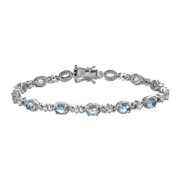 Espirito Santo Aquamarin und Zirkon Armband, ca. 20 cm, ca. 5,75 ct