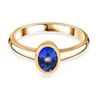 AA Tansanit Ring, 375 Gold, (Größe 19.00) ca. 0.90 ct