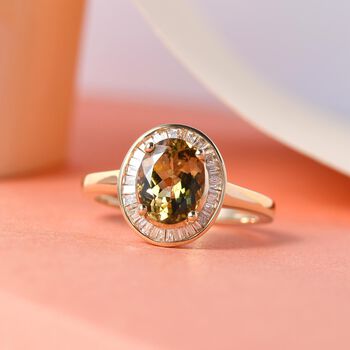 AAA Nat&uuml;rlicher goldener Tansanit und Diamant-Ring in 585 Gold - 1,92 ct.
