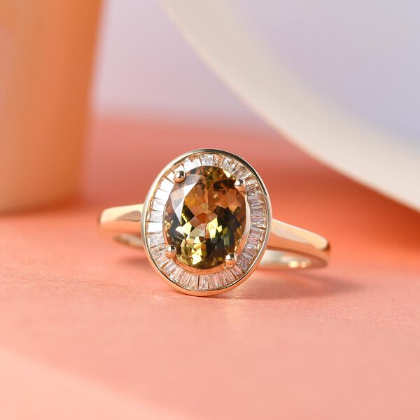AAA Natürlicher goldener Tansanit und Diamant-Ring in 585 Gold - 1,92 ct. image number 2