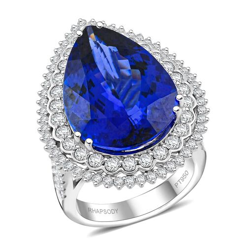 Chairman's Vault Collection - zertifiziert und geprüft RHAPSODY AAAA Tansanit und VS-EF Diamant Ring in 950 Platin - 18,80 ct. image number 0
