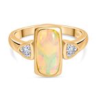 AA Nat&uuml;rlicher, &auml;thiopischer Welo Opal, Moissanit Ring 925 Silber 750 Gelbgold Vermeil (Gr&ouml;&szlig;e 20.00) ca. 1,76 ct