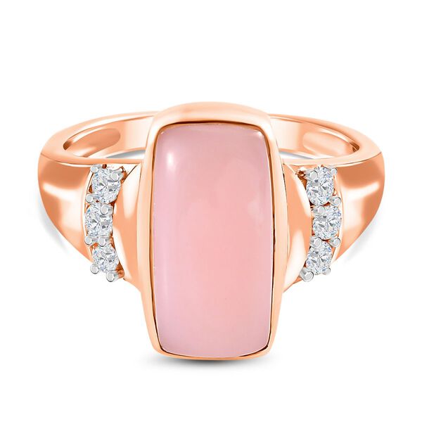 AA rosa Opal und Zirkon Ring - 3,64 ct.