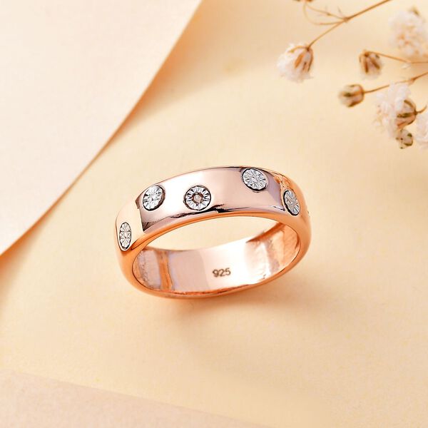 Wei&szlig;er Diamant Ring 925 Silber 750 Ros&eacute;gold Vermeil (Gr&ouml;&szlig;e 21.00) image number 2
