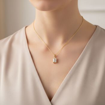 LUXURIANT SGL zertifizierter SI-GH Labor Diamant Anh&auml;nger mit 50cm Kette, 925 Silber 750 Gelbgold Vermeil - 1 ct.