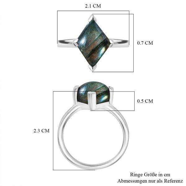 Labradorit Ring, Nickelfreies Messing (Größe 17.00) ca. 4.77 ct image number 7