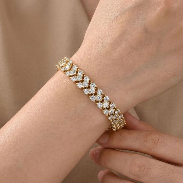 Wei&szlig;er Zirkonia Armband ca. 19 cm Nickelfreies Messing, goldfarben image number 3