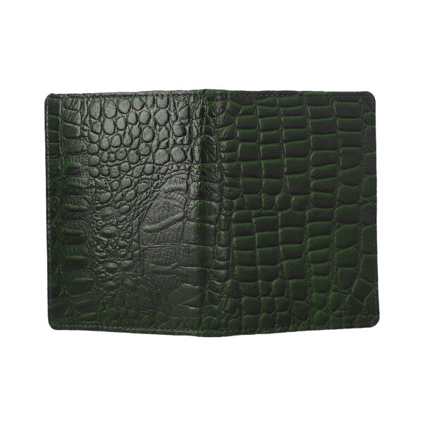 2er Set - Reisepass-Etui aus 100% echtem Leder mit RFID Schutz, mit passendem Kofferanh&auml;nger, Krokopr&auml;gung, Dunkelgr&uuml;n image number 6