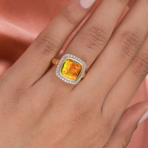 Ammolit und Zirkon Ring 925 Silber vergoldet  ca. 3,16 ct image number 3