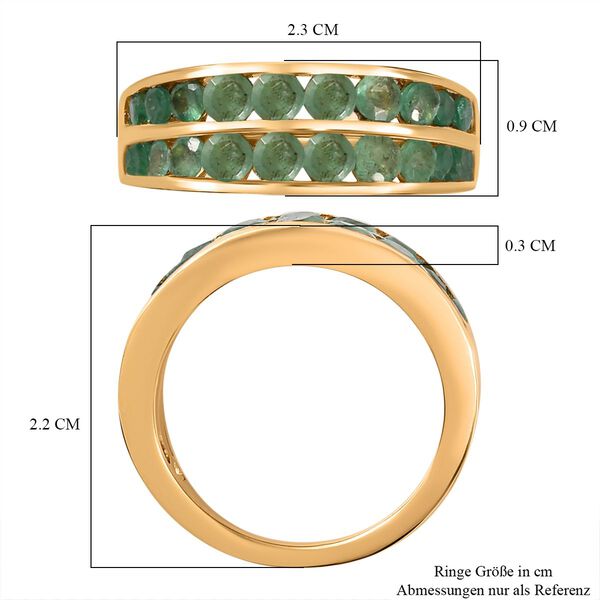 Kagem Sambischer Smaragd Ring, 925 Silber 750 Gelbgold Vermeil (Größe 21.00) ca. 1.74 ct image number 7