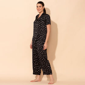 TAMSY - Satin Loungewear, L 40, Schwarz